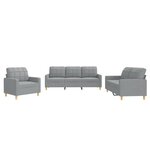 vidaXL Ensemble de canapés 3 Pièces avec coussins Gris clair Tissu