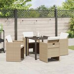 vidaXL Ensemble de salle à manger pour jardin 5 Pièces Beige polyrotin