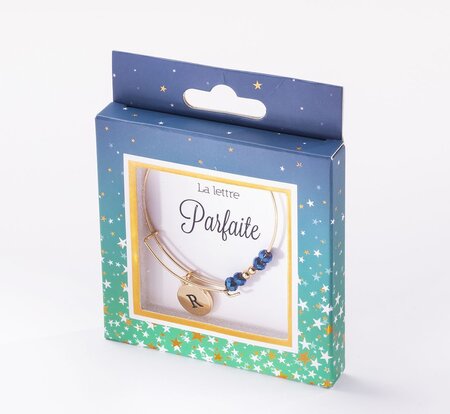 Bracelet  r avec perles bleues
