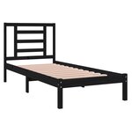 vidaXL Cadre de lit Noir Bois massif 75x190 cm Petit simple