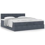 VidaXL Cadre de lit ottoman avec matelas gris foncé 180x200 cm velours