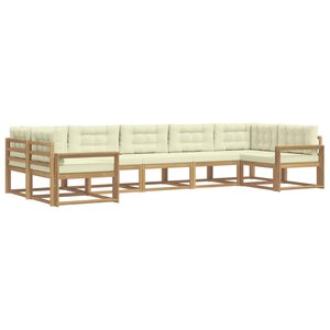 vidaXL Ensemble de canapés d'extérieur 7 Pièces Blanc et crème
