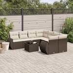 vidaXL Salon de jardin avec coussins 9 Pièces marron résine tressée
