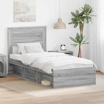 vidaXL Cadre de lit avec matelas Gris Sonoma 90 x 190 cm Pin massif