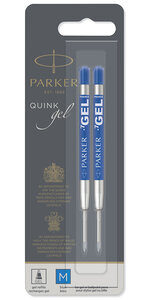 PARKER recharge bille gel pointe moyenne bleue blister X 2