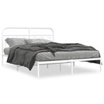 vidaXL Cadre de lit métal avec tête de lit blanc 140x190 cm
