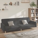 vidaXL Canapé-lit à 2 places gris foncé tissu
