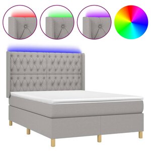 vidaXL Sommier à lattes de lit matelas LED Gris clair 140x200 cm Tissu