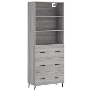 vidaXL Buffet haut Sonoma gris 69 5x34x180 cm Bois d'ingénierie
