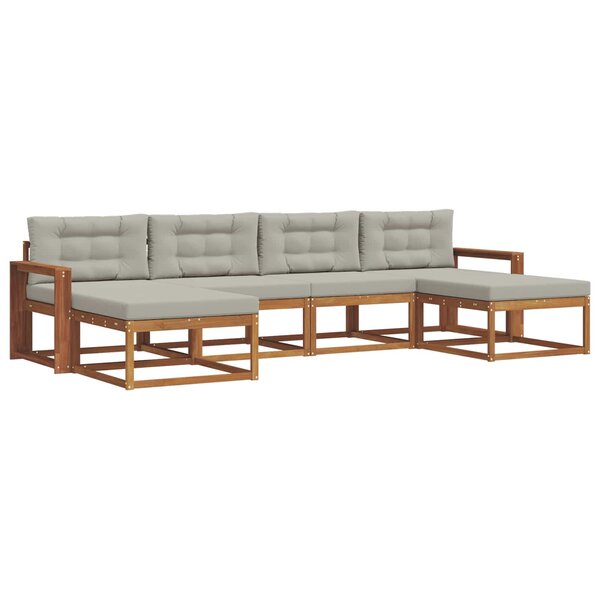 vidaXL Ensemble de canapés d'extérieur 6 pc Gris Naturel et Clair