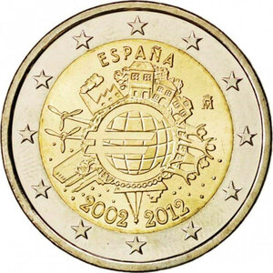 Espagne 2012 - 2 euro commémorative  10 ans de l'euro
