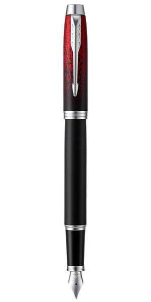 PARKER IM stylo plume, "Red Ignite", plume moyenne, attributs chromés