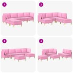 vidaXL Canapé modulaire avec rangement 6 Pièces Rose Tissu