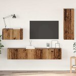 vidaXL Meuble TV mural 4 Pièces Bois ancien 200 x 30 x 30 cm