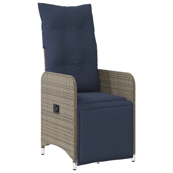 vidaXL Chaise de jardin inclinable avec coussins en résine tressée grise