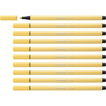 Stylo feutre pen 68  jaune clair x 10 stabilo