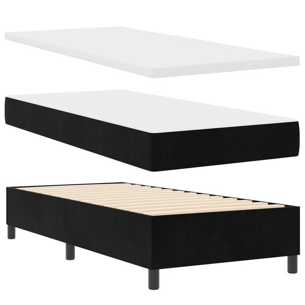 vidaXL Lit Box Spring avec matelas et banc noir 90x190 cm velours