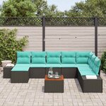 vidaXL Ensemble de canapé de jardin avec coussin 9 Pièces Noir polyrotin