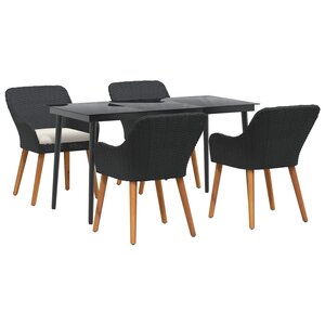 vidaXL Ensemble de salle à manger pour jardin 5 Pièces Noir polyrotin