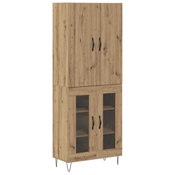 vidaXL Haut Armoire 2 Pièces Chêne artisanal Bois d'ingénierie et verre