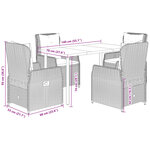 vidaXL Ensemble à manger de jardin 5 Pièces et coussins marron poly rotin