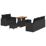 vidaXL Ensemble de canapé de jardin Manuel 8 Pièces Noir 90 x 55 x 71 cm