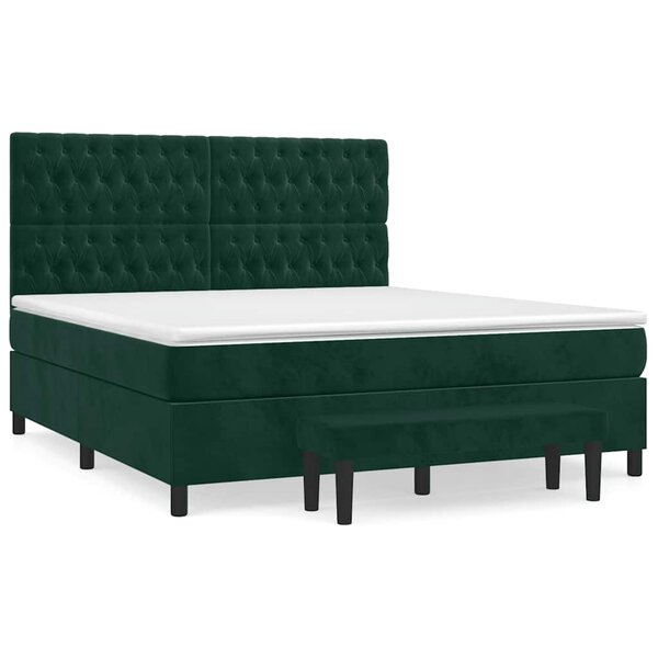 vidaXL Sommier à lattes de lit et matelas Vert foncé 180x200cm Velours
