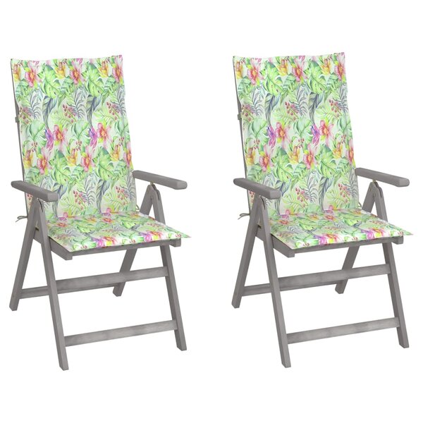 vidaXL Chaises inclinables de jardin 2 Pièces avec coussins Bois d'acacia