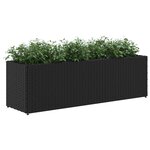 vidaXL Jardinière avec 3 pots noir 105x30x32 cm résine tressée