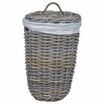 vidaXL Panier à linge avec couvercle 2 Pièces Gris Kubu Rattan Kubu