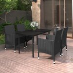 vidaXL Ensemble à manger de jardin coussins 5 Pièces Résine tressée Verre