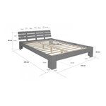 Lit en bois 120x200 cm gris avec sommier à lattes  Pin massif