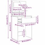 vidaXL Tables de maquillage pour chambre Chêne brun 80 x 39 6 x 135 cm