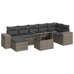 vidaXL Salon de jardin 8 Pièces avec coussins gris résine tressée