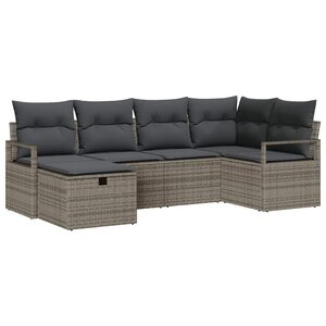 vidaXL Ensemble de canapé de jardin avec coussin 6 Pièces Gris Poly rotin