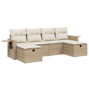vidaXL Salon de jardin avec coussins 6 Pièces beige résine tressée