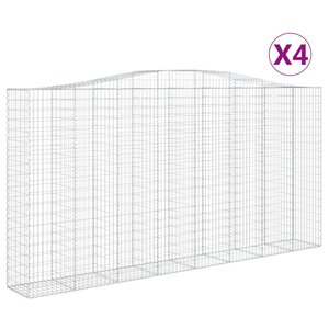 vidaXL Paniers à gabions arqués 4 Pièces 400x50x200/220 cm Fer galvanisé