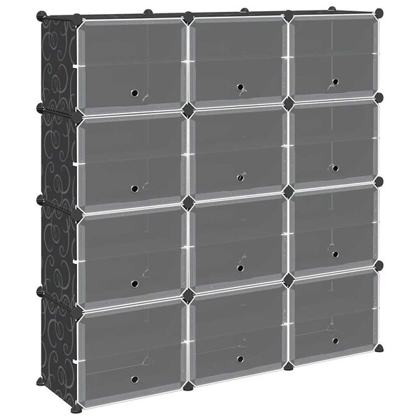 vidaXL Cubes de rangement 12 Pièces avec portes noir PP