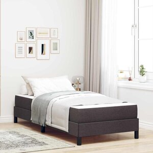 vidaXL Lit à ressorts avec matelas Marron foncé 100 x 200 cm tissu