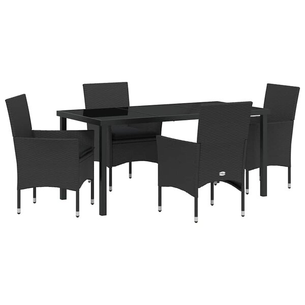 vidaXL Ensemble de salle à manger pour jardin 5 Pièces Noir Poly rotin