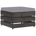 vidaXL Salon de jardin 7 Pièces avec coussins Bois imprégné de gris