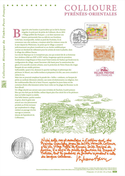 Document philatélique - Village préféré des Français 2025 : Collioure