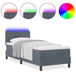 Lit Box Spring vidaXL avec Matelas & LED Gris Foncé 80x200 cm Velours