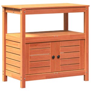 vidaXL Table de rempotage avec étagères marron bois massif de pin