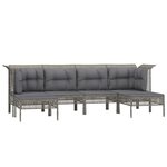 vidaXL Salon de jardin 6 Pièces avec coussins Gris Résine tressée