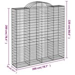 vidaXL Panier de gabions arqué 200x50x200/220 cm Fer galvanisé