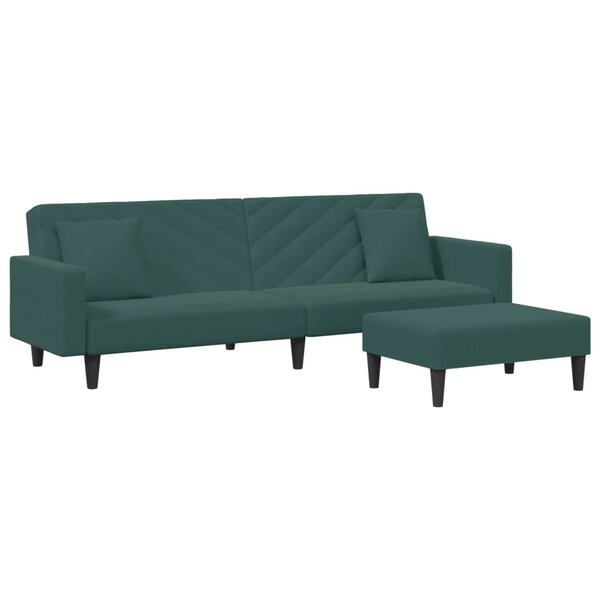 vidaXL Ensemble de canapés 2 Pièces avec coussins vert foncé velours