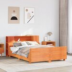 vidaXL Cadre de lit sans matelas cire marron 140x190cm bois pin massif