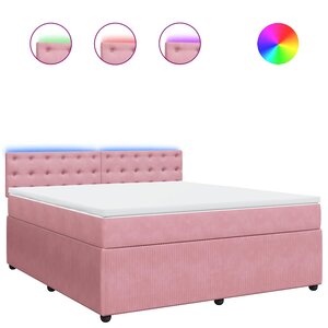vidaXL Sommier à lattes de lit avec matelas Rose 180x200 cm Velours