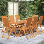 vidaXL Ensemble à manger de jardin 9 Pièces Bois d'acacia massif